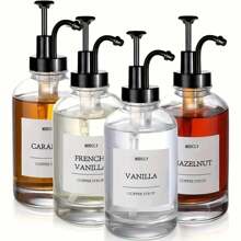 1pc 500ml/17oz Glass Coffee Syrup Dispenser Set With Pump Head & Funnel, Pump Action Dispenser Kit - Multicolor - View 2