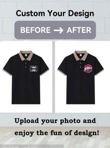 Customized Polo Shirt, Colorblock Short Sleeve Business Work Tops, Add Your Personalized Graphic Printing On Left Chest,Give It To Your Boyfriend,Stylish,Fashion,Hipster,Casual,Minimal Chic,Personalized,Customized,Custom,Unique,Guy Costumes,Capsule Wardrobe,Men Basic/Street Style,Ideal Gifts For Him,Boyfriend,Family,Friends,For Birthdays,For Vacation/Holiday,For School/Competition,For Sports/Climbing