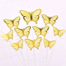 40Pcs Butterfly Cupcake Topper Pink Purple Gold, Lively 3D Butterflies For Cake Decor Birthday Anniversary Wedding Women Party Wall Food Decorations,Mixed Size