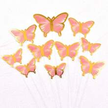 40Pcs Butterfly Cupcake Topper Pink Purple Gold, Lively 3D Butterflies For Cake Decor Birthday Anniversary Wedding Women Party Wall Food Decorations,Mixed Size