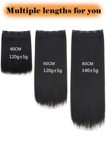 24/32 英寸长直发合成假发夹式接发黑色天然女士假发 - 黑色 - 查看 6