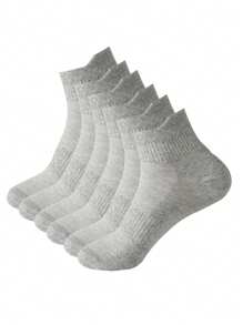 6 Pairs Men's Short Socks, Minimalist Solid Black/White/Gray, Fashion Streetwear, Thin Sport Breathable Moisture Wicking, Best Ankle Socks For Daily Wear, Spring/Summer - Multicolor - View 10