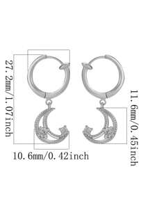 1pc S925 Silver Moon Shaped Stud Earrings With Hypoallergenic Cubic Zirconia, Suitable For Women, Mother's Day Gift