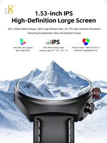 D8 Smart Watch With Earbuds For Men Women, 1.53" HD Touch Screen, 9D Sound Effects, 100+ Fitness & Sleep Monitor, Recording Microphone, New Design Style(Call Receive/Dial), Message Notifcation, Android Phones And IOS Compatible, Outdoor Activities And Fitness Enthusiasts D8 Smartwatch (Answer/Make Call), 1.32" Smartwatch For Women Women IP68 Waterproof - Black - View 6