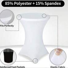 2pcs Table Cover Set, High Elasticity Quality Polyester Fabric, Easy To Clean & Machine Washable, Wrinkle Resistant, Fashionable & Elegant, Suitable For Party, Bar, Banquet, Indoor/Outdoor, Holiday