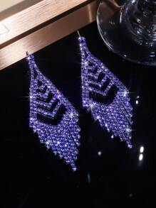 Glamorous Spring Lavender CZ Crystal Tassel Earrings Stud Dance Club Party Graduation Jewelry 1 Pair - Multicolor - View 14