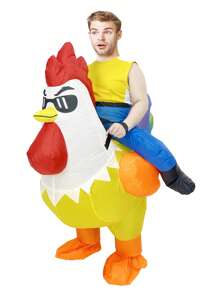 Rooster Inflatable Costume For Adult, Rooster Ride On Chicken Costume, Fancy Cosplay Party Costumes Blow Up Costumes - Multicolor - View 2