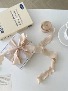 4厘米褶皱缎带，优质弹力褶边布带，用于包装蛋糕、礼品、鲜花、母亲节、情人节、女神节等工艺品 - 駝色 - 查看 8