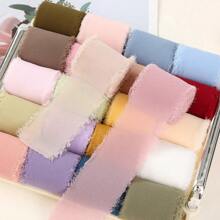 1 Roll / 5 Meters High-Quality Handmade Chiffon Satin Ribbon, Versatile Use For Gift Packaging, Bows, Wedding Invitations, Bouquet Ribbons, DIY Crafts, Christmas Decorations, DIY Home Decor, Wedding Party Bouquet Supplies And Gifts