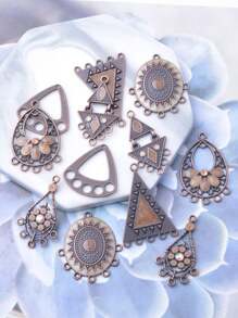 12 قطعة/مجموعة من سبائك الزنك بتصميم برونزي قديم مزينة بريش أكريليك على شكل تعليقات، مثالية لصنع القلائد والأقراط كإكسسوار مجوهرات زفاف أو خطوبة