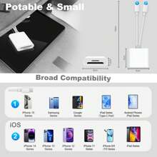 SD Card Reader Compatible With IPhone IPad, Dual Lightning & USB-C Connector Memory SD Card Adapter, Support SD/MicroSD Cards, High-Speed Trail Camera Viewer, Plug And Play