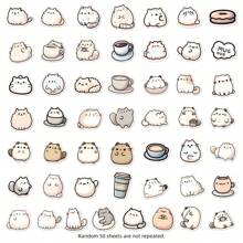 50 miếng dán phác thảo hình mèo dễ thương bằng nhựa vinyl dùng để dán sổ lưu niệm, nhật ký, máy tính xách tay, cản xe, ván trượt, bình nước, máy tính, điện thoại, phim hoạt hình, mũ bảo hiểm, xe hơi - Nhiều màu - Xem 3