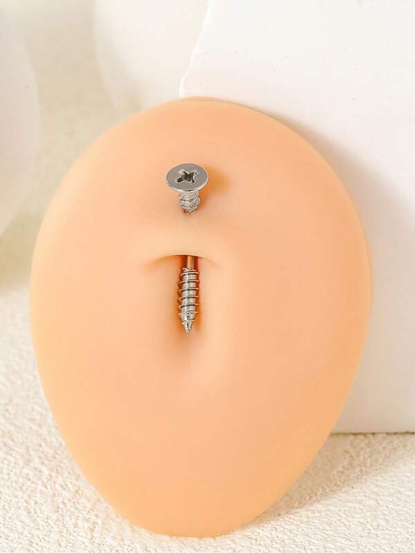 1 Stück einzigartiger Punk Bauchnabelpiercing aus Edelstahl mit Schraube, intimer Körperschmuck für Frauen