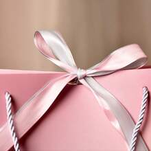 1pc Pink And Blue Ombre Paper Gift Bag, With Two-Tone Ribbon, Shopping Bag, Eid Gift Bag - 1pcs - View 5