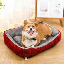1pc Square Pet Bed, Soft Short Plush Material With Non-Slip Bottom, Suitable For Small-Medium Cats And Dogs, All Seasons