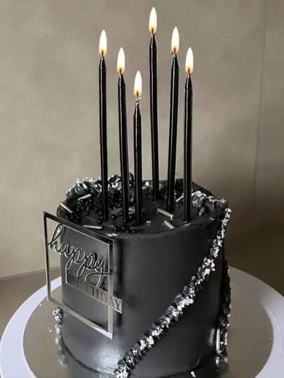 6 piezas de velas decorativas premium negras, largas y delgadas, ideales para decorar pasteles de cumpleaños, fiestas, bodas y días festivos, de alta calidad