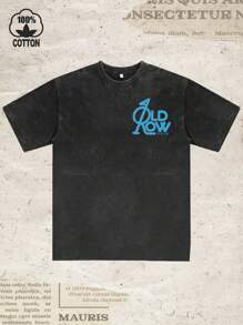 230g Heavy Washed Vintage T-Shirt, One, Double-Sided Printing, Golf, Sports.