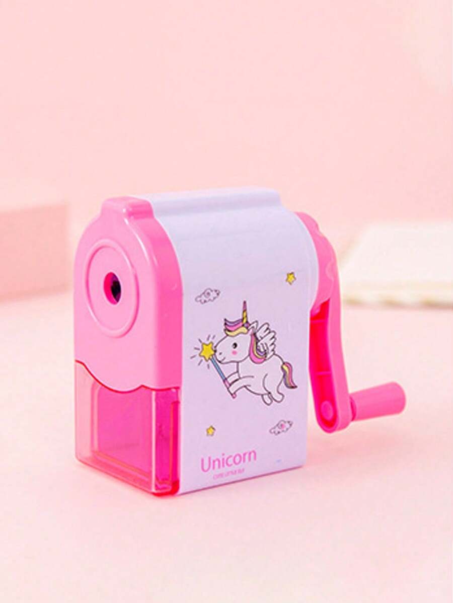1 Máy gọt bút chì tự động hoạt hình, Máy gọt bút chì quay tay, Giải thưởng cho học sinh, Quà tặng Giáng sinh - Hồng - Xem 1