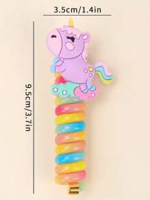 2 件儿童螺旋发圈，时尚高马尾发夹 - 紫色 - 查看 2