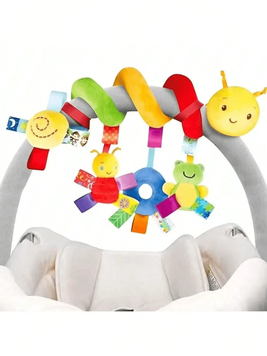 Baby Stroller Hanging Toy, Cartoon Insect Rattle, Safe Plush Spiral Toy, Suitable For Boys And Girls. - Yellow - View 1