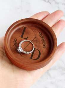 1/2Pcs Personalized Name Wooden Ring Plates, Custom Jewelry Boxes, Customized Engagement Gifts, Customizable First Marriage Ring Plates, Bride And Groom Gifts, Bride Proposal Gifts, Bride Showers, Anniversary Gifts, Personalized Ring Plates