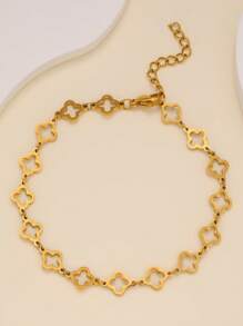 Vòng tay hoa lớn hình cỏ bốn lá sang trọng thanh lịch, vòng tay hoa 2 trong 1 bằng thép không gỉ dành cho nữ, phù hợp cho nhiều dịp và làm quà tặng cho bạn bè - Vàng - Xem 17