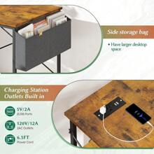 48 Inch Computer Desk With Reversible Shelves, Desk With Power Outlets, L Shaped Desk For Corner Space, Gaming Desk For Bedroom, Home Office Desks For Study Writing, Black - Rustic Brown - View 4