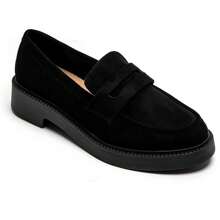 时尚休闲一脚蹬乐福鞋，适合日常穿着 - 黑色 - 查看 2