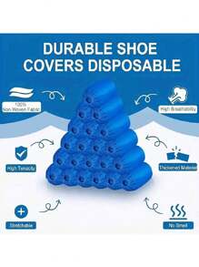 100pcs Disposable Shoe Cover Waterproof And Dustproof Protective Cover, Cleaning And Hygiene Products, Travel Hotel Shoe Cover, Thickened Plastic Dustproof Film, Easy To Carry Outdoor Travel, Household Necessities, Camping Accessories (Blue, Pink)