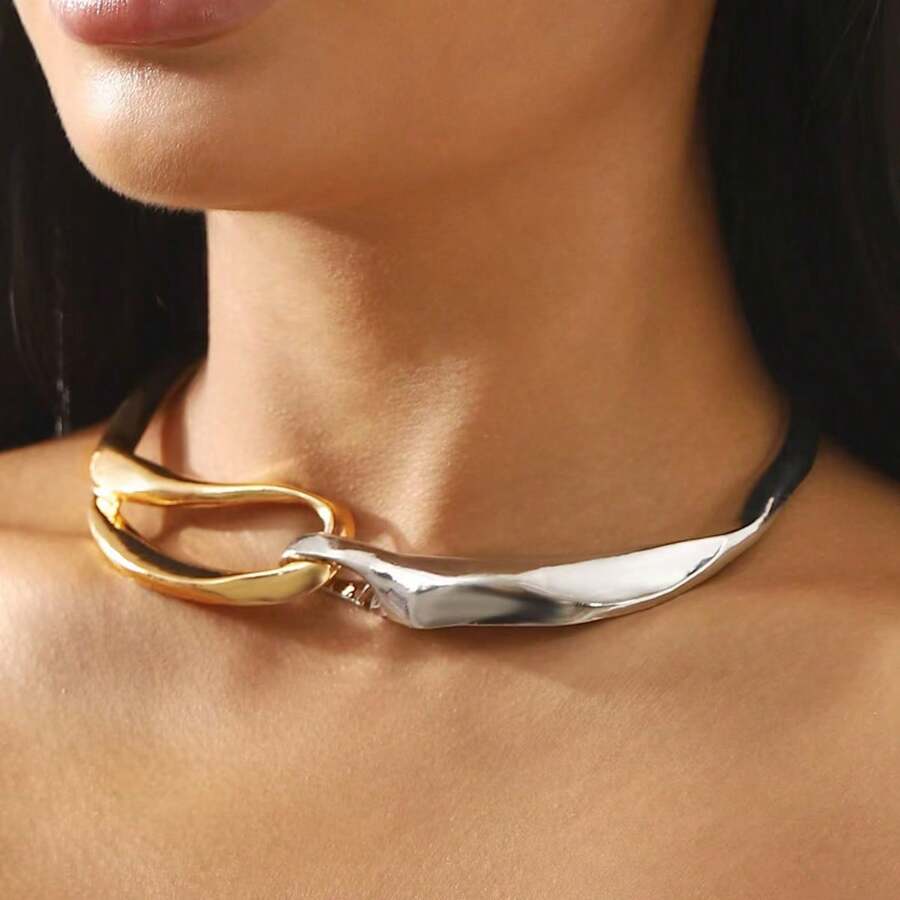 Fashionable Versatile Exaggerated Punk Style Abstract Geometric Choker Necklace - Multicolor - View 1