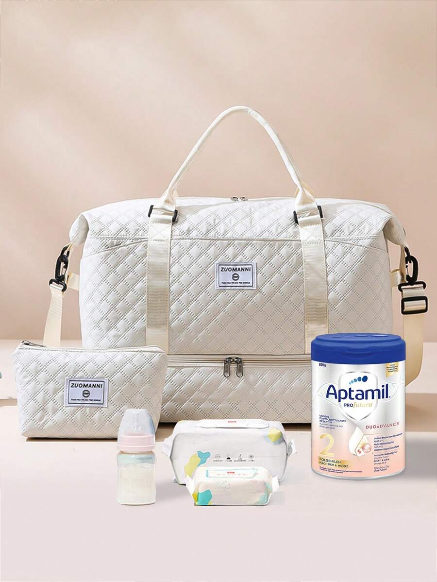 2 pezzi Borsa maternità multifunzionale ad alta capacità e impermeabile - Convertibile a spalla/zaino, con tasche per lo stoccaggio e portabottiglie, comoda per i viaggi - Adatta per gravidanza, recupero post-parto e uscite con il bambino - Borsa a due pezzi della mamma - Visualizzare 1