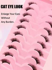 10 Pairs Half Lashes Natural Look Wispy Fluffy Cat Eye Look Natural Short Accent Lashes End Lashes Corner Eyelashes 3/4 Lashes Reusable Lashes Pack