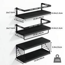 Tomnk 3+1 Tier Wall Mounted Bathroom Shelves Over Toilet, Bathroom Organizer Storage, Room Decor, Floating Shelves, Rustic Wood Floating Shelves With Metal Frame And Towel Bar For Bathroom, Kitchen, Bedroom, Living Room - 彩色 - 查看 2