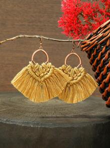 TopHanqi Set de 4 piezas/3 piezas de aretes hechos a mano con estilo bohemio y floral en diseños geométricos redondos/con forma de abanico, un accesorio versátil como regalo para fiestas/uso diario, para todas las estaciones - Multicolor - Ver 7