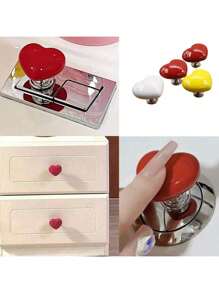 1 pezzo Pulsante doppio per cassetta del water a forma di cuore, rubinetto per bagno robusto a forma di cuore, accessorio per il bagno, maniglia stilosa per cassetti, adatto per cassetti di armadi e pensili da cucina, hotel, centri commerciali, ville, club, feste di festival, regali di San Valentino