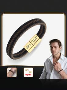 1PC Father's Day Exclusive Golden Knot Bracelet Gift For Dad, Exuding Sophistication And Style, Elegant Gift For Son Back-To-School Season - Gold - View 13
