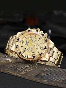 1pc New Arrival Men's Watch, Quartz Watch With Faux Chronograph Dial, Stylish And Sporty Large Dial - Multicolor - View 1