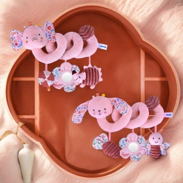1 pieza Decoración de elefante y conejo de peluche para cochecito de bebé, juguetes de sonajero con animales adorables para cuna de bebé, regalos educativos para recién nacidos