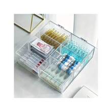 1 st. 6-Grid Multifunctionele Acryl Cosmetische Opbergdoos - Grote Capaciteit Transparante Organizer - Geschikt Voor Badkamercosmetica, Huidverzorging, Speelgoed Opslag