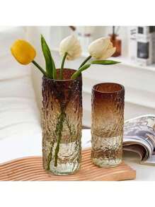 1 件玻璃圆柱花瓶，冰岛玻璃花瓶，透明玻璃花卉装饰，INS 风格极具吸引力的生日毕业礼物 - 琥珀色花瓶 - 查看 4