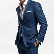 Men's Slim Fit Formal Suit – Sophisticated Design & Slim Fit - Màu xanh hải quân - Xem 8
