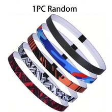 5 条厚防滑弹性运动头带，细长男女运动头带，适合跑步、健身、足球、瑜伽和淋浴后吸汗头带