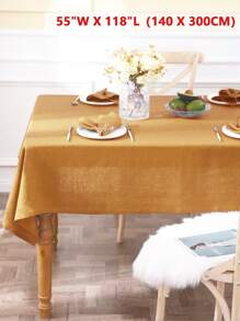 1pc Refreshing Pastoral Solid Color Tablecloth, Skin-Friendly Absorbent Washable & Reusable, Suitable For Living Room, Dining Room, Picnic, Wedding, Daily Home Decor, Spring/Summer