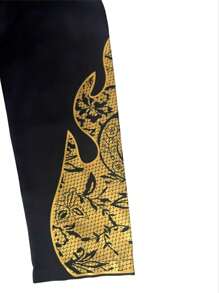 复古风格男士两件套休闲西装套装，金箔复古印花，时尚