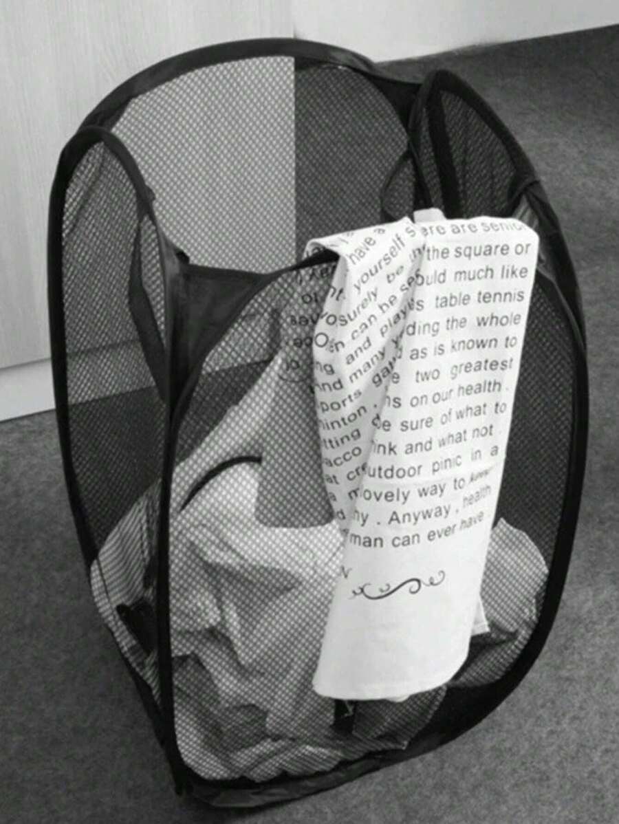 1 件黑白可折叠洗衣篮，带手柄和侧袋，大容量弹出式洗衣篮