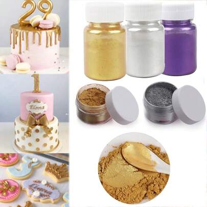 10g nicht essbares Goldpulver, für Mousse-Kuchen, weiche Bonbons, Macarons, Schokolade, Backzubehör für Geburtstags- oder Hochzeitstorte, DIY Perlenpulver, Kuchendekoration Kerzenglitzer, Flüssigsilikon-Formdekor, Kuchendekoration, Kuchentoppers, Kuchendekoration, Kuchendekorzubehör