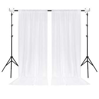 派对背景窗帘，杆状布艺窗帘，白色布艺背景窗帘，派对装饰，5 x 7/8/10 英尺，1/2 片