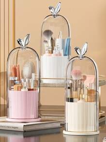 Covered Rotatable Slouchy Susan Makeup Tool Storage Box - 360° Rotating Dust-Proof Cosmetics Stand, Multi-Functional Desktop Organizer Pencil Holder, Dormitory Vanity Bathroom Office Home Decor Display Stand,For Holiday Beach, Bathroom Collection, Bedroom Collection, Large Capacity - Multicolor - View 6