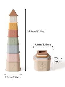 Baby Silicone Stacking Cups Set Of 8, Early Educational Baby Stackable Blocks, Silicone Toddler Stackable Toy