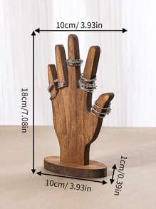 1pc Minimalist Walnut Color Wooden Jewelry Holder, Necklace Bracelet Earring Display Rack For Daily Use, Market Stall And Storage - Multicolor - View 11